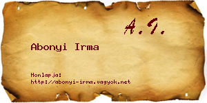 Abonyi Irma névjegykártya